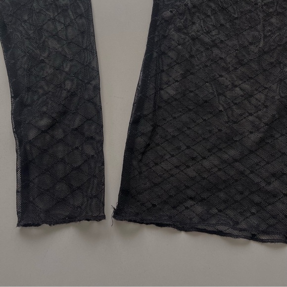 SOLD - Dynamite Sheer Mesh Black Mock Neck Long Sleeve Top Size XS - Picture 4 of 5